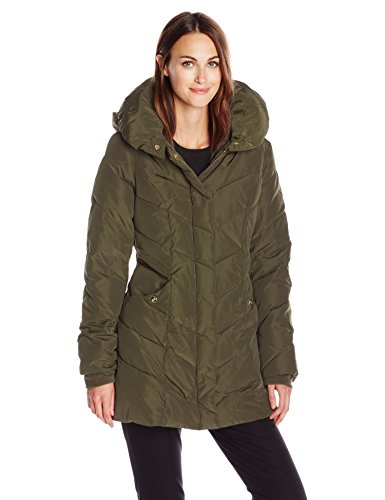 Steve Madden Women’s Chevron Packable Puffer Jacket with Hood, Olive ...